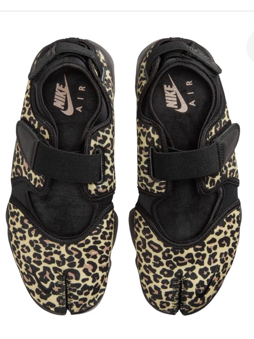 Nike Black and Leopard Print Split-Toe Sneakers